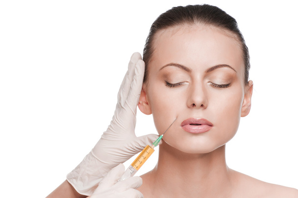 Cosmetic botox injection in the beauty face - Fotó, kép