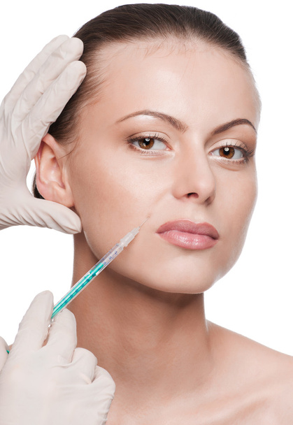 Cosmetic botox injection in the beauty face - Fotoğraf, Görsel