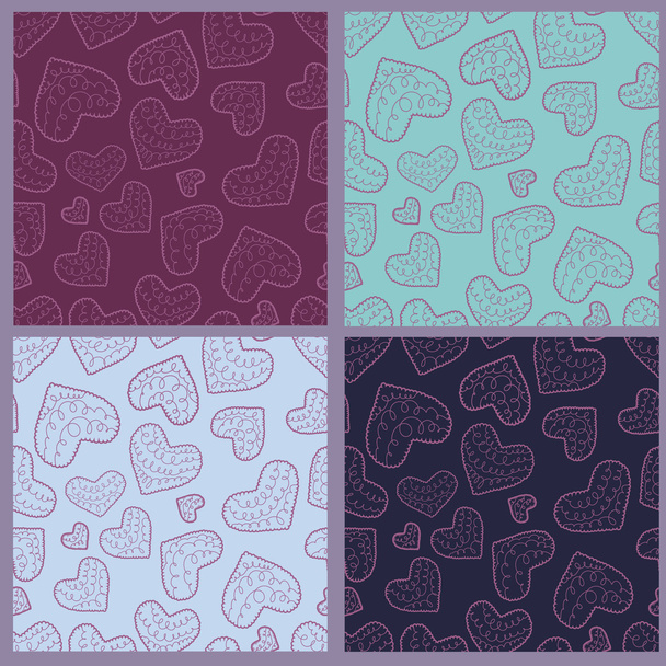 Collection of seamless patterns with hearts - Vecteur, image