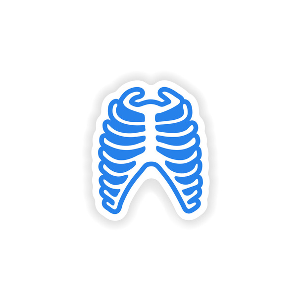 paper sticker on white background bone ribs - Vector, Image