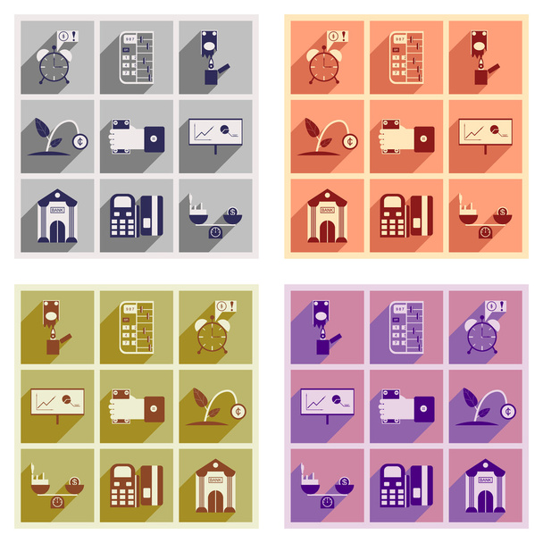 Collezione moderna icone piatte con economia ombra
 - Vettoriali, immagini