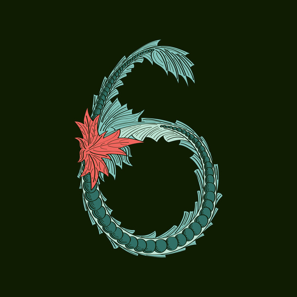 Ikony logo abstraktní číslo 6 v modré tropickém stylu - Vektor, obrázek