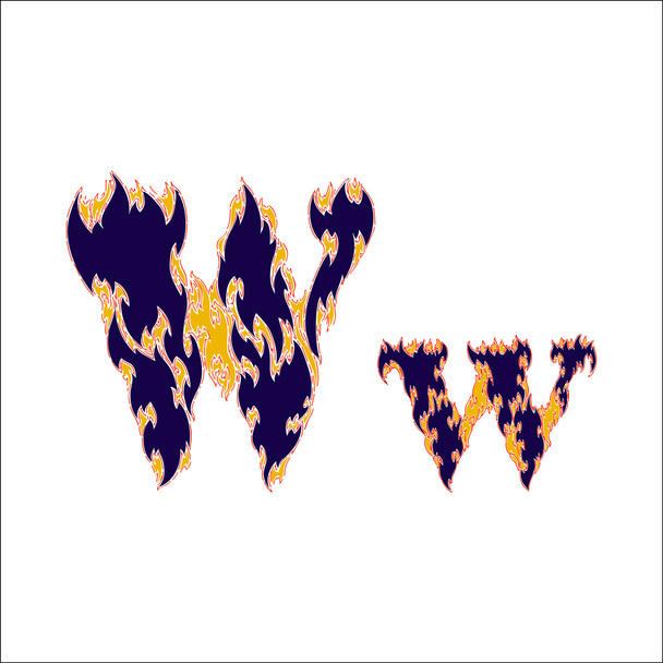 φλογερό γραμματοσειρά μπλε γράμμα W σε λευκό φόντο - Διάνυσμα, εικόνα