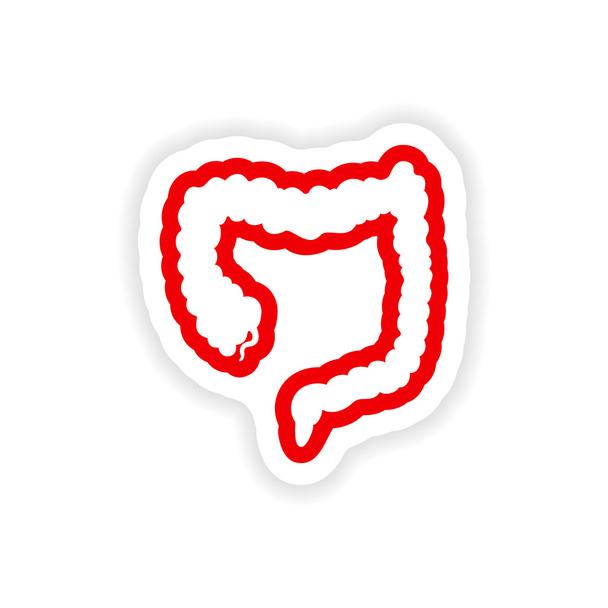 ホワイト バック グラウンド十二指腸人間紙ステッカー - ベクター画像
