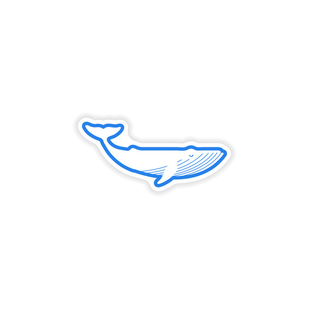 pegatina de papel sobre fondo blanco ballena azul
 - Vector, imagen