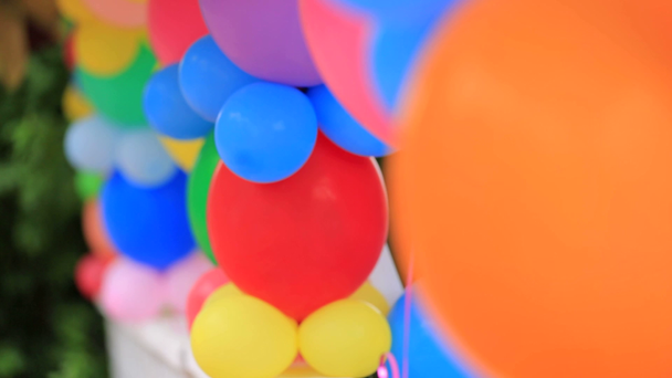 Manojos de globos de colores en la naturaleza
 - Imágenes, Vídeo