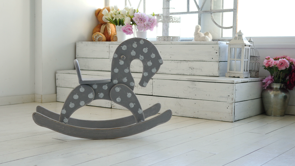 Swaying wooden horse on the floor - Filmmaterial, Video