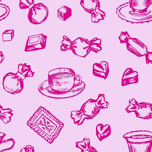 Seamless pattern with different sweets - Vektor, kép