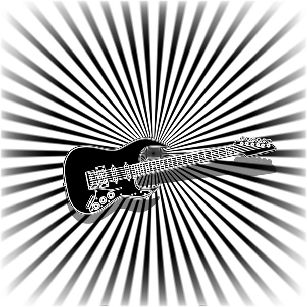 ギターを持つ黒と白の音楽の背景 - ベクター画像