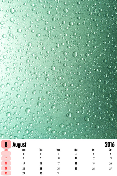 2016 calendario sobre las gotas de lluvia fondo
. - Foto, Imagen