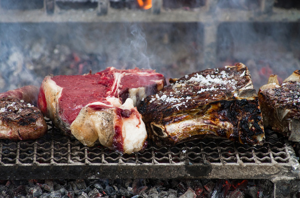 BBQ with florentines steaks - 写真・画像