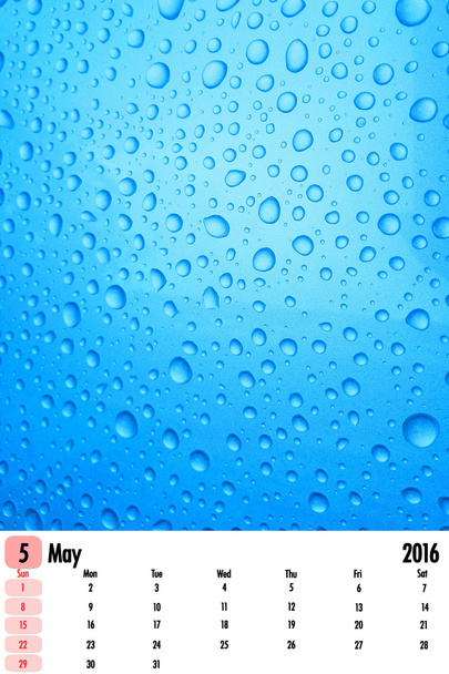 2016 календар на фоні крапель дощу
. - Фото, зображення