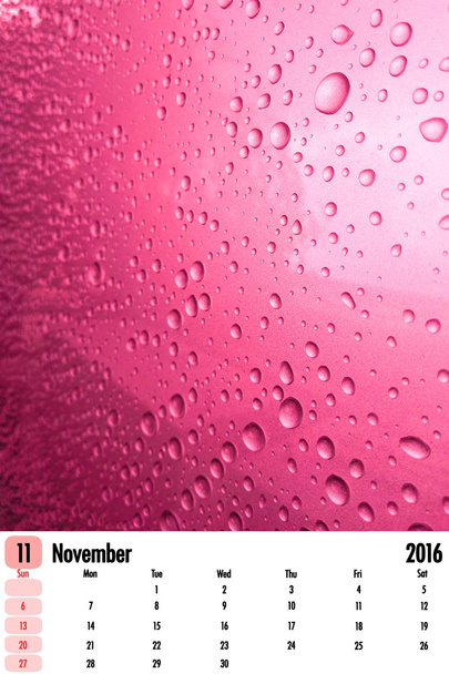 Calendario 2016 sullo sfondo gocce di pioggia
. - Foto, immagini