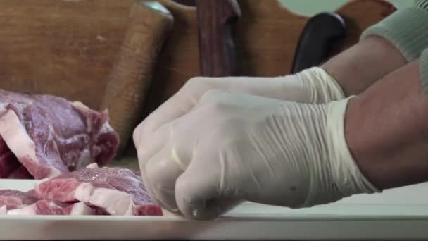Cutting pork ribs - Πλάνα, βίντεο