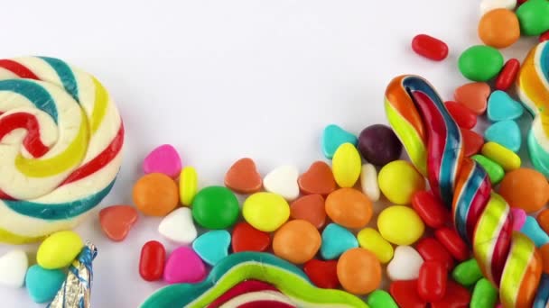 Édes Candy zselés Bonbon nyalóka Snack cukor élelmiszer vegyes - Felvétel, videó
