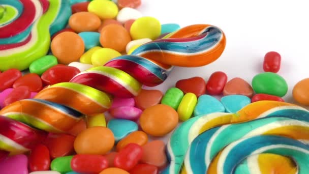 süße Bonbongelee Bonbon-Lutscher gemischt mit Snack-Zucker-Nahrung - Filmmaterial, Video