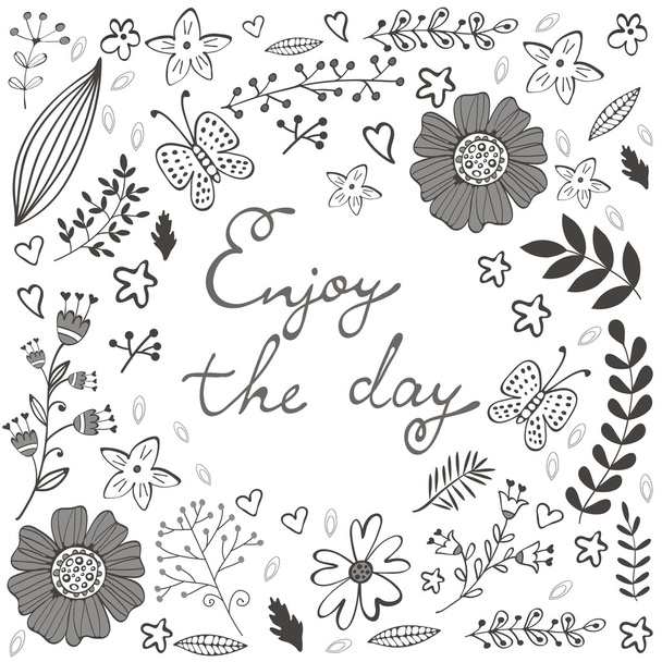 Beautiful enjoy the day concept floral card - Wektor, obraz