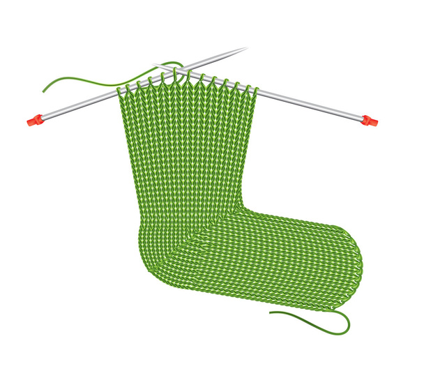 Knitted sock on the needles - Vector, Image