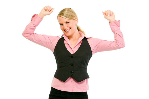 Excited modern business woman enjoying her success - Zdjęcie, obraz