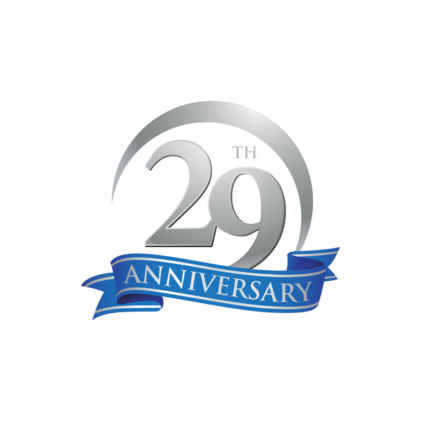 29 επέτειο δαχτυλίδι λογότυπο μπλε κορδέλα - Διάνυσμα, εικόνα