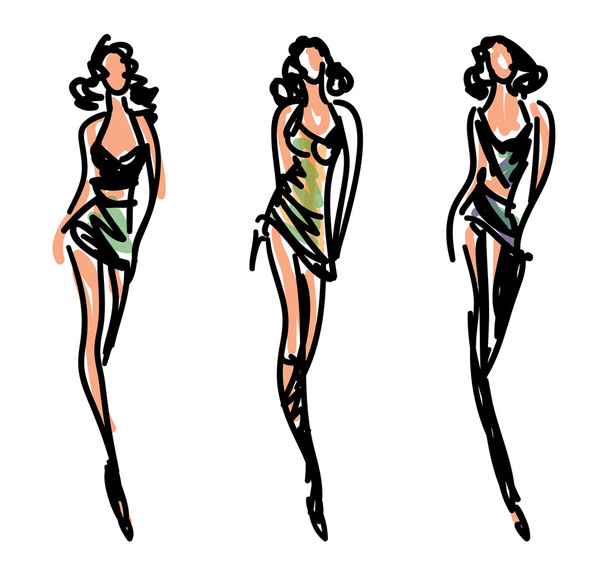 Sketch Fashion Poses - Vector, Image
