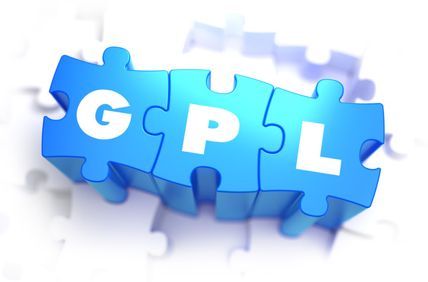 GPL- Palavra branca em quebra-cabeças azuis
. - Foto, Imagem