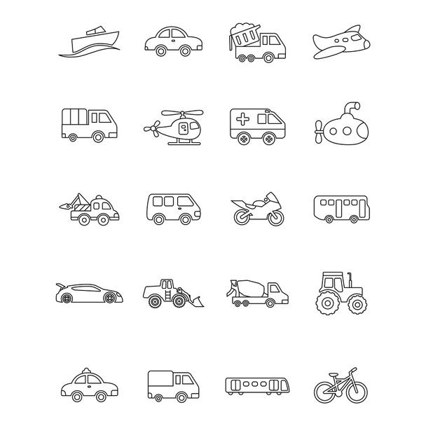 Vehicles outline vector icons - Vector, Image