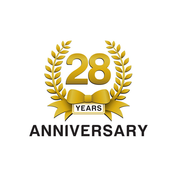 28 rocznica złoty wieniec logo - Wektor, obraz