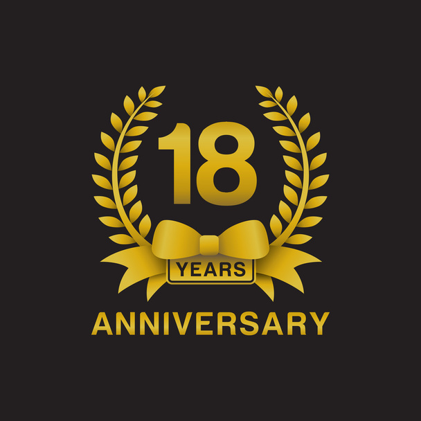 18e anniversaire couronne dorée logo fond noir
 - Vecteur, image