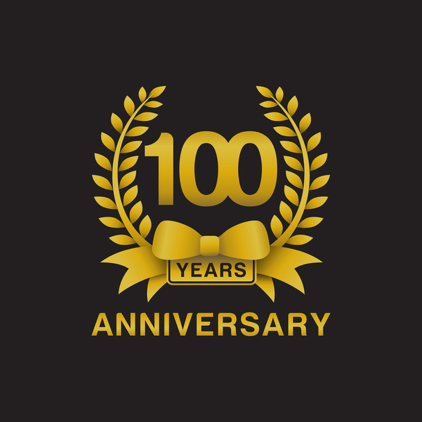 100 výročí zlatý věnec logo černé pozadí - Vektor, obrázek