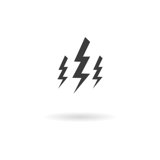 Σκούρο γκρι εικονίδιο για κεραυνό (ηλεκτρική ενέργεια) σε άσπρο φόντο - Διάνυσμα, εικόνα