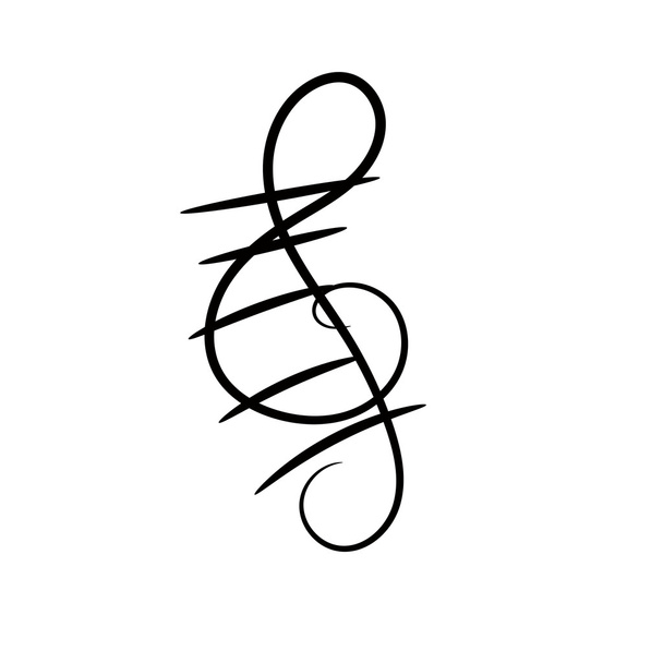 Treble clef decorative painted on a white background. Musical vector design - Vector, Image
