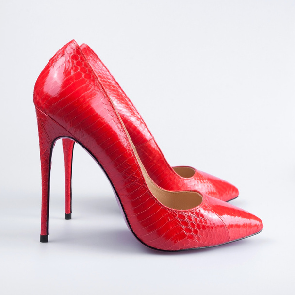 Dámské červené kožené boty - Fotografie, Obrázek