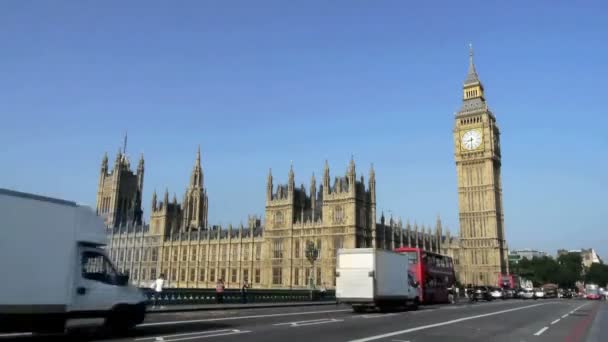 Widok klasyczny big bena ND domy Parlamentu, Londyn, Anglia - Materiał filmowy, wideo