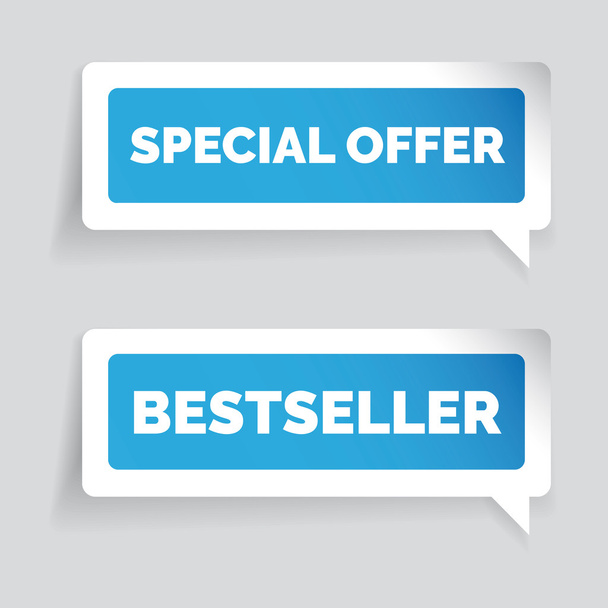 Special offer and bestseller sticker vector - Vecteur, image