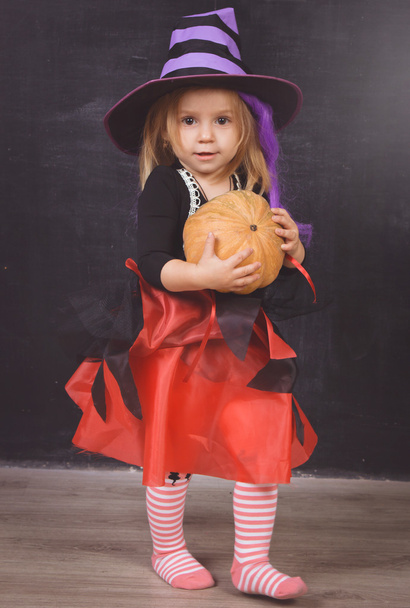 Halloween. Little witch girl - Fotografie, Obrázek