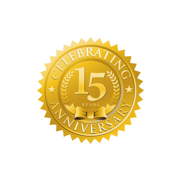 15. évfordulós arany jelvény logó - Vektor, kép