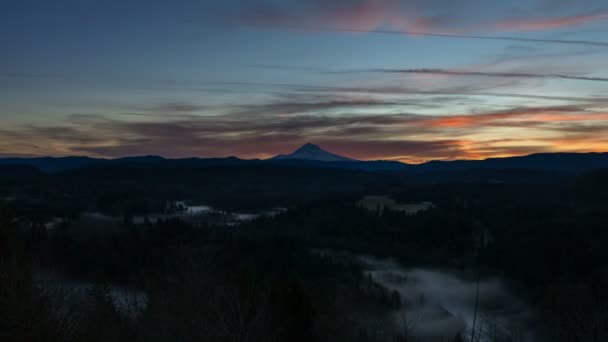 Ultra High Definition 4k Time Lapse of FasThick Rolling Fog Over Crooked River with Mount Hood from Jonsrud Viewpoint in Sandy Oregon One Early Morning at Sunrise - Footage, Video