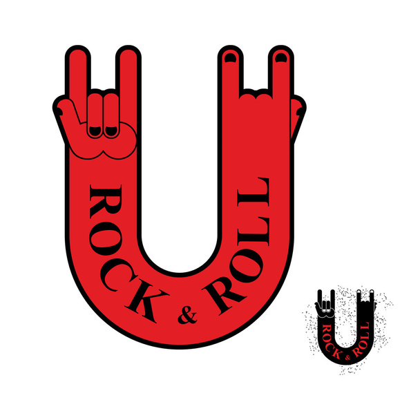 Rock and roll hand sign. Template Symbol for lovers of rock musi - Vector, afbeelding