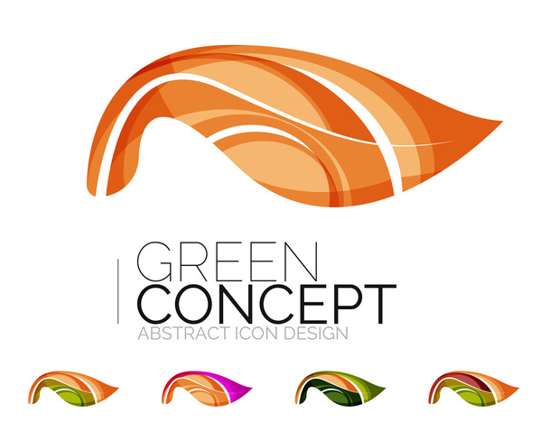 Joukko abstrakteja ekokasvien kuvakkeita, liiketoiminnan logotyyppi luonto vihreitä käsitteitä, puhdas moderni geometrinen muotoilu
 - Vektori, kuva
