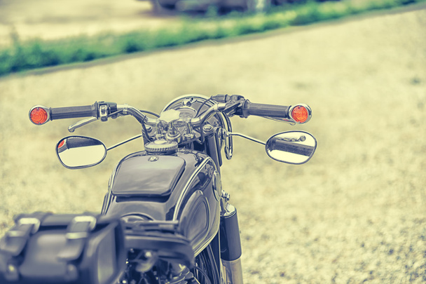 vintage motorcycle details closeup, retro style - 写真・画像