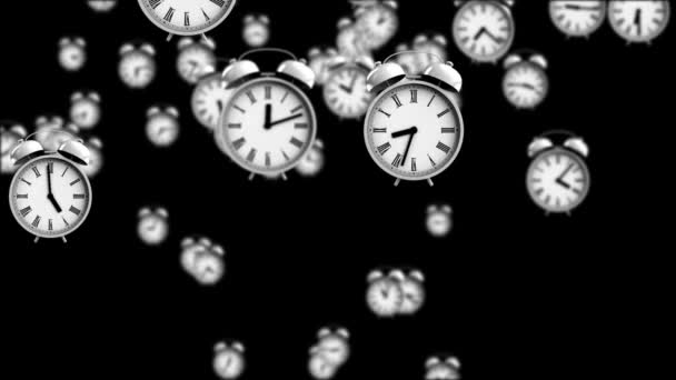Relojes de alarma cayendo con la profundidad del efecto de campo
 - Metraje, vídeo