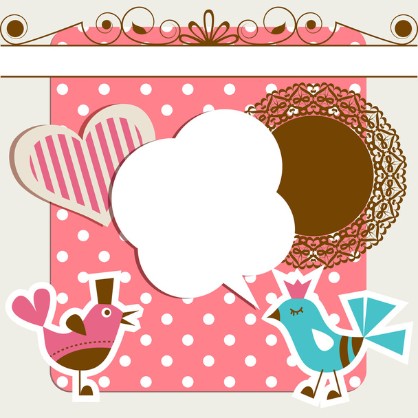 Scrapbook elements with birds and speech bubble - ベクター画像