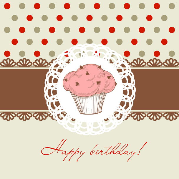 Birthday cupcake - Vektor, kép
