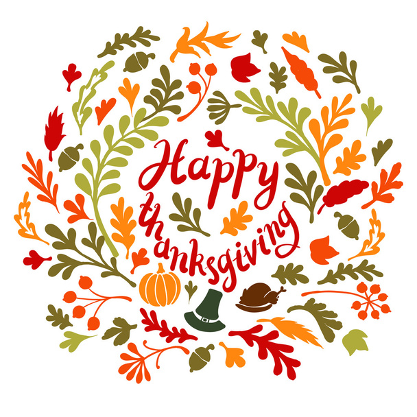 happy Thanksgiving day leaves banner - Vector, Image