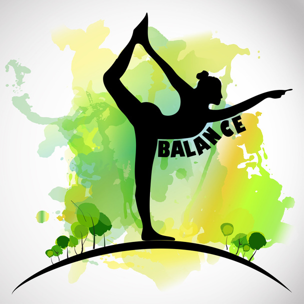 equilibrio yoga pose con fondo acuarela
 - Vector, imagen