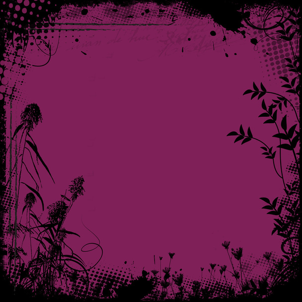 Floral καρέ σε στυλ grunge - Διάνυσμα, εικόνα