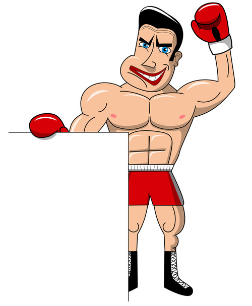 Перемога боксер за порожнім білим щитом ізольовано
 - Вектор, зображення