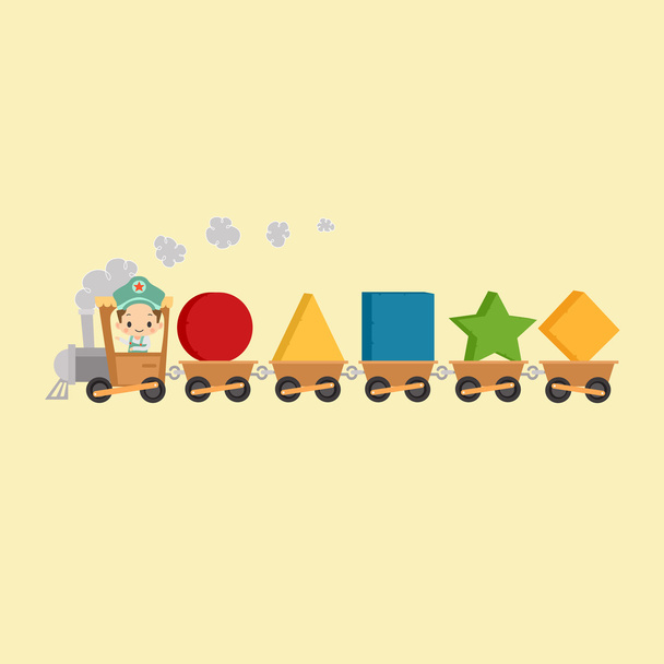 Kid Train with Shapes - Vector, Image