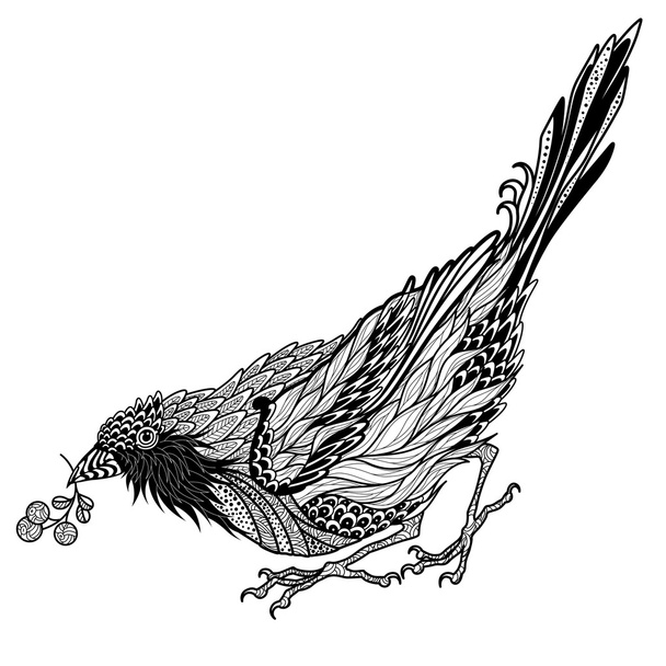 Bird black tattoo. - Vector, Imagen
